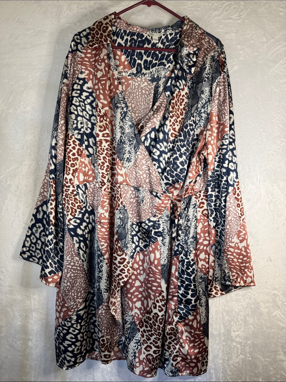 Cato Animal Print Mixed Pattern Wrap Dress 26/28